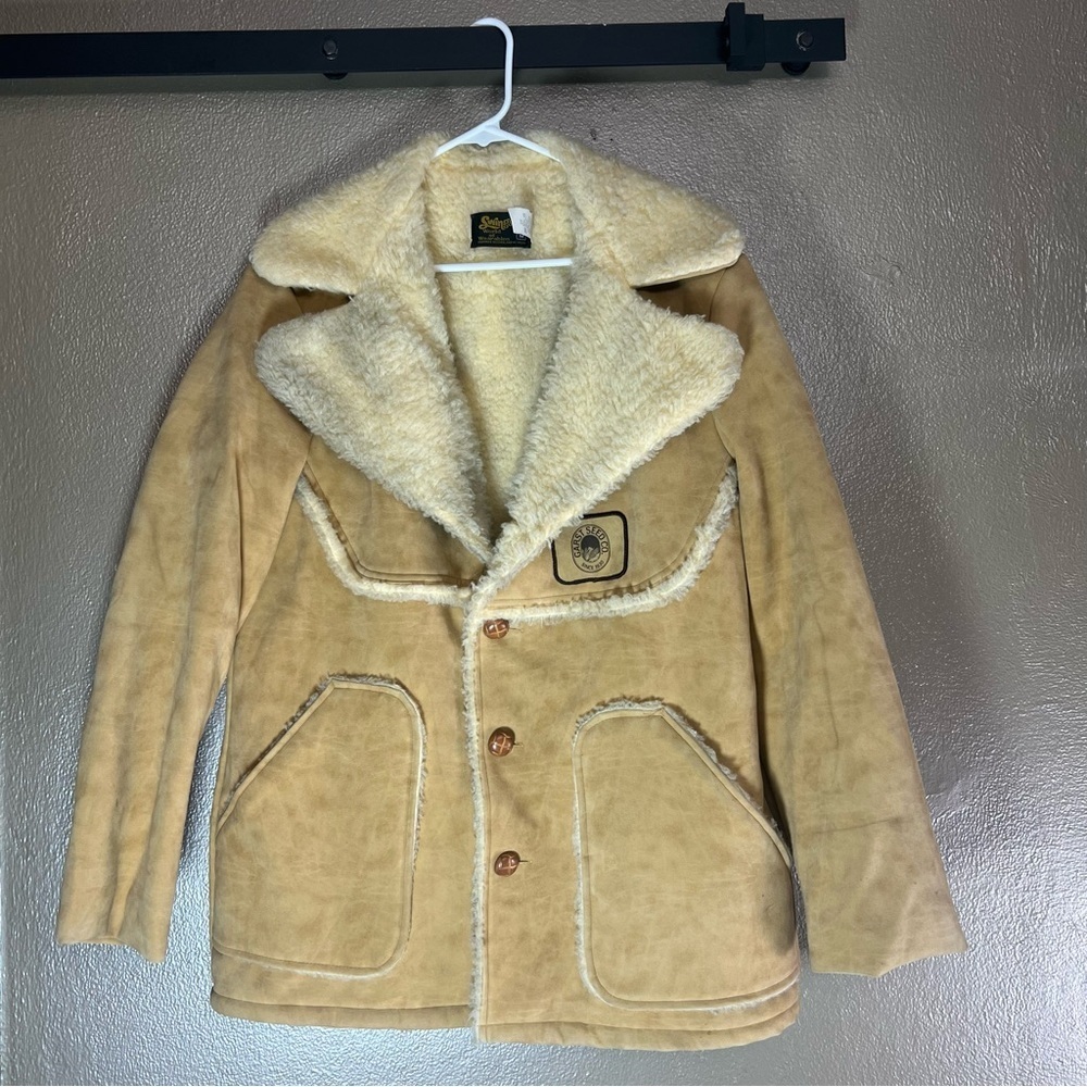 VINTAGE SWINGSTER SUEDE SHERPA LINED WINTER GARST SEEDS JACKET, MEDIUM - Picture 3 of 12